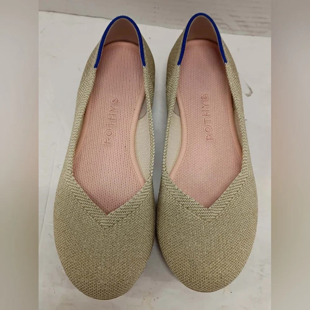 Rothy’s round toe flat- sparkly gold SZ‎ 6 M